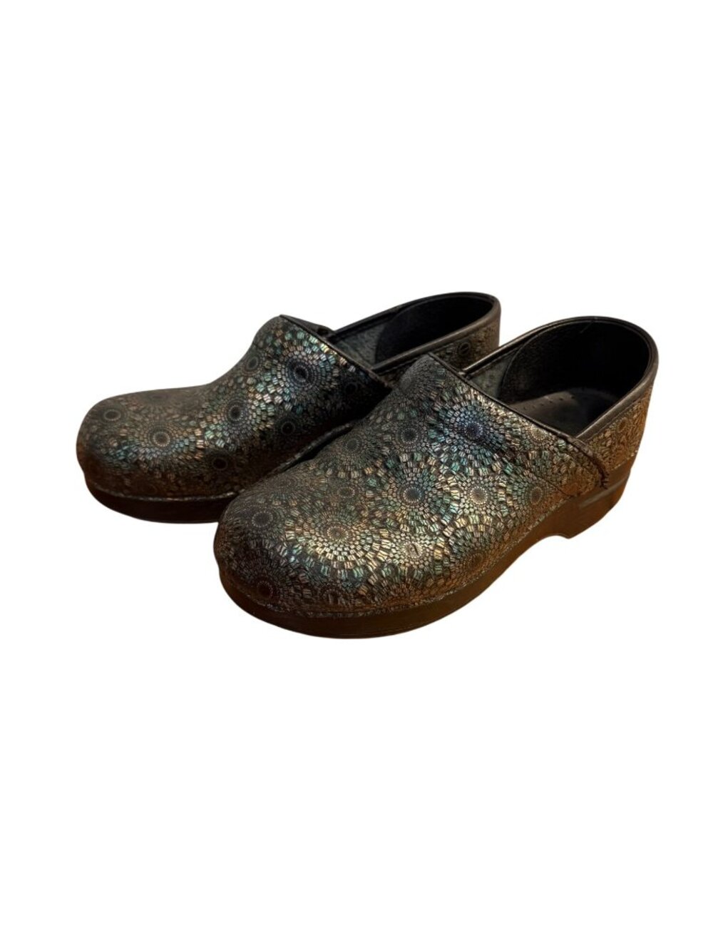 Dansko Professional Mosaic Mandala Design Iridescent Metallic Kaleidoscope Print